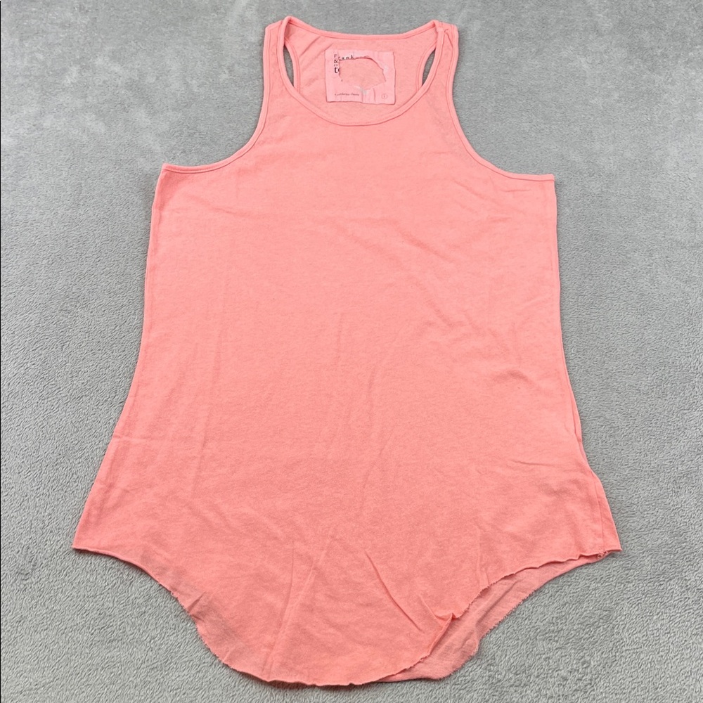 Frank & Eileen L 100% Cotton Pink Orange Curve Hem Tank Top Tee Lab‎ USA